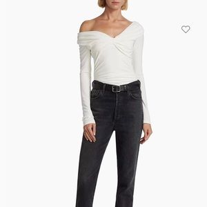 TOVE Elyse Ruched Bodysuit - Size 38 (6) Ivory